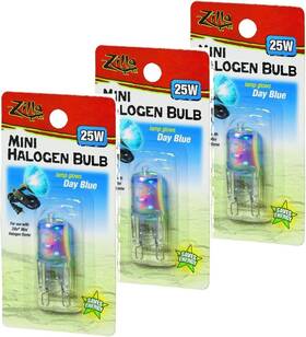 Zilla 445017585516 Mini Halogen Lamp Reptile Bulb 25-watt Day Blue 3 Pack
