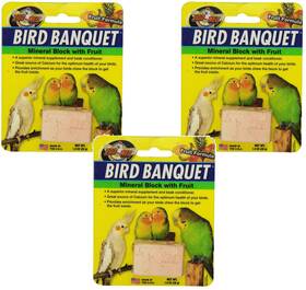 Zoo Med 097612118100 Bird Banquet Fruit Mineral Blocks 3 Pack Calcium Beak Conditioner