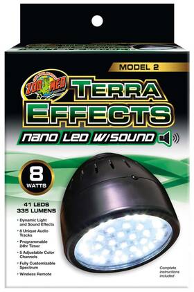 Zoo Med 097612324105 Terra Effects Model 2 Nano Led Light With Sound Black 1ea