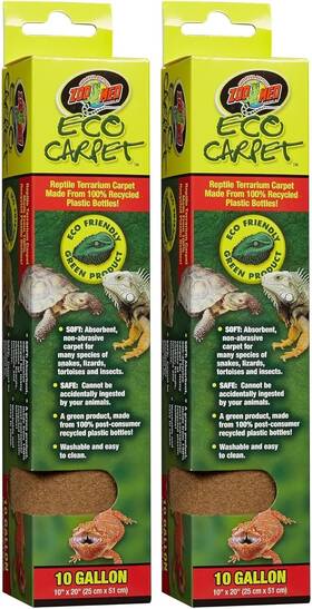 Et-10t Zoo Med Eco Carpet 10g Tan - Pack Of 2 Reusable 10x20in Reptile Tank Mat