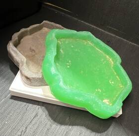Fd-20 Zoo Med Repti Rock Reptile Food Dish Green Gray White For Reptiles