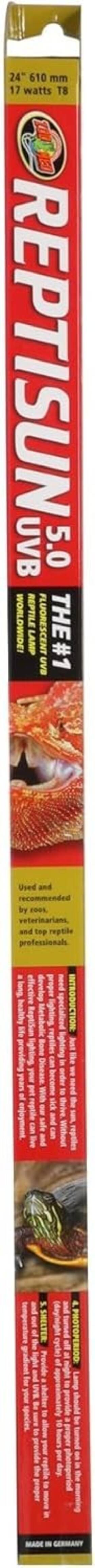 Fs24 Zoo Med Reptisun T8 5.0 Uvb Lamp 24 Inch Length 18 1 Count Pack Of White