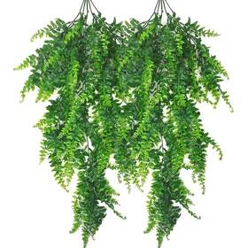 Zwyoqi 791386806248 2pcs Artificial Hanging Plant Fake Plants Ferns Faux Fern