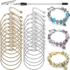 Yuyue0001 Zyehxed 20 Pieces Snake Chain Charm Bracelet With Helper Adjustable Ch
