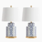 S/2 Bella Ceramic Table Lamps, Blue/white New. Fixed Price $79.99.