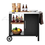 Royal Gourmet 3-TIER Dining Cart With Storage Cabinet, Movable Food Prep, Black. Fixed Price $129.99.