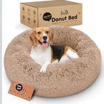 Petloox Medium Donut Dog Bed - Premium Comfort Anxiety Relief (color: Camel). Fixed Price $34.99.