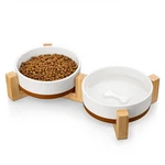 Malacasa Ceramic Dog Bowls, Water/food Dish With Wood Stand Non... Fast Ship. Fixed Price $38.99.