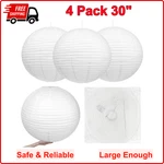 4 Pack 30" Large Paper Lantern Shade Jumbo White Japanese Chinese Round Hanging. Fixed Price $60.67.