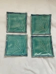 Green Blue Palm Jungle Asian Bamboo Marked Curved Trinket Dish Set Of 4. Fixed Price $40.00.