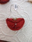 Vintage Felt Handmade Beaded Purse Ornament With Snap To Hide Tiny Gift. Fixed Price $9.99.