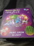 Bryte Unicorn Garden Terrarium Kit Paint Figurines, Electric Lights, Grow Plants. Fixed Price $16.99.