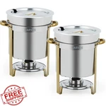 Garveehome 11QT Gold Soup Chafer Set Of 2 Buffet Food Warmer Stainless Steel. Fixed Price $187.28.