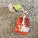Mammoth Heavy Duty Rope Dog Chew Toy With Tennis Ball Red White Yellow. Fixed Price $11.99.