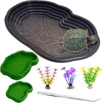 Reptile Bathing Pool 2-IN-1 Tortoise Water Dish With Ramp Extra Large Black. Fixed Price $27.02.