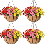 14 Inch Black Flat Iron Metal Hanging Planter Basket With Coco Coir LINER(4 P.... Fixed Price $64.61.