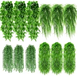 Daifunli 12 Pcs Artificial Hanging Plants Fake Ferns Plastic Faux Pla.... Fixed Price $60.04.