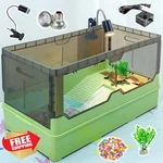 Turtle Habitat Tank Kit Green Xl Fresh Filtration Water Pump Heat Lamp. Fixed Price $148.99.