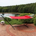 2-PERSON Quilted Fabric Hammock With Steel Stand Red By Sunnydaze. Fixed Price $148.67.
