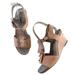 Mephisto Jenny Snake Embossed Wedge Ankle Strap Sandal Old Pink Us 37 Euc. Fixed Price $64.88.