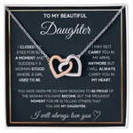 Daughter Proud Of The Woman You've Become Interlocking Hearts Necklace. Fixed Price $59.95.