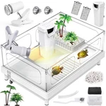 Moonorange Small Turtle Tank Kit, Acrylic Reptile Starter With Lighting. Fixed Price $72.99.
