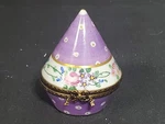 Limoges Peint Main Purple Cone Tent Trinket Box. Fixed Price $119.00.