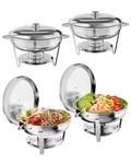 Garveehome 4-PACK 5QT Round Stainless Steel Chafing Dish Buffet Set Warmer. Fixed Price $121.75.