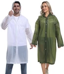 Borogo 2PCS Rain Ponchos For Adults Reusable Coats One Size, White&green. Fixed Price $14.99.