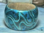 Vintage Wide Aqua & Black Snake Skin/reptile/wood Bangle Bracelet, 2". Fixed Price $26.99.
