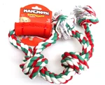 Mammoth Pet Products Flossy Chews Color Twin Tug With Rubber Handle 20-INCH. Fixed Price $6.95.
