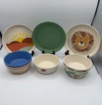 Pillowfort Jungle & Space 8 Pc Dish Set Melamine Plates Bowls Retired. Fixed Price $26.95.