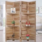 4 Panel Room Divider Folding Privacy Wooden Screen With Three Clever Shelf. Fixed Price $134.66.