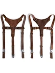 Hide & Groom Y Back Leather Suspenders W/ Adjustable Size Straps For Men. Fixed Price $46.00.