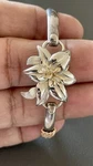 Lestage Sterling Silver & 14K Convertible Lily Flower Clasp BRACELET(C221). Fixed Price $295.00.