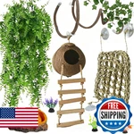 Leopard Gecko Tank Accessories. Reptile Hammock Vines Plants With Coconut Shell. Fixed Price $37.48.