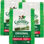 Lot Of 3 Greenies Original Regular Natural Dog Dental Care Chews, 12 Oz Exp 2029. Fixed Price $32.97.