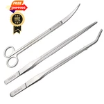 Aquarium Tweezer Set - Feita Long Stainless Steel Curved & Sliver 3PCS. Fixed Price $16.98.