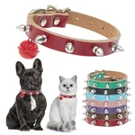 Bingpet Spiked Leather Cat Collar With Bells, Studded (7.9 "- 10.2"), Red. Fixed Price $17.73.