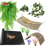 Bearded Dragon Tank Accessories, Reptile Mat Hammock Plants Bridge Jungle Climbe. Fixed Price $33.78.