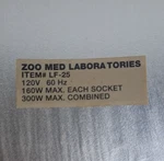 Zoo Reptile Double Dome Dual Socket Lamp Fixture Light Housing LF-25. Fixed Price $25.00.