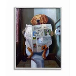 Stupell Industries Dog Reading The Newspaper On Toilet Funny Painting Framed .... Fixed Price $56.89.