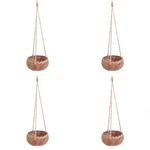 Set Of 4 Hanging Fiber Coconut Planters W/drainage Hole- Perfect For Succulen.... Fixed Price $83.59.