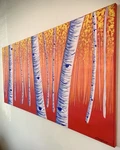 Abstract Acrylic Painting Aspen Forest Ii On Canvas By Chip Ghigna 24 X48. Fixed Price $425.00.