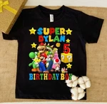 Personalized Super Mario Birthday Shirt, Party Family Tee. Fixed Price $19.99.