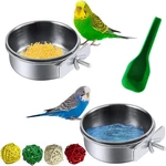 Kathson Parrot Feeding Dish Cups,stainless Steel Bird Food Water Bowl Parakeet. Fixed Price $16.50.