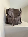 Large Genuine Cow Hide Brown Leather Drawstring Backpack Rucksack Rugged Bag. Fixed Price $149.00.