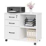 Mobile File Cabinet 3 Drawer Lateral Rolling Printer Stand White Panana Office. Fixed Price $154.99.