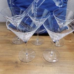 Pier One Angled Rim Crackle Crystal Martini Glass Slanted Cocktail Set Of 5. Fixed Price $39.99.