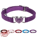 Bingpet Cat Collar Purple Velvet Heart Charm Bell Small Safety Elastic. Fixed Price $20.00.